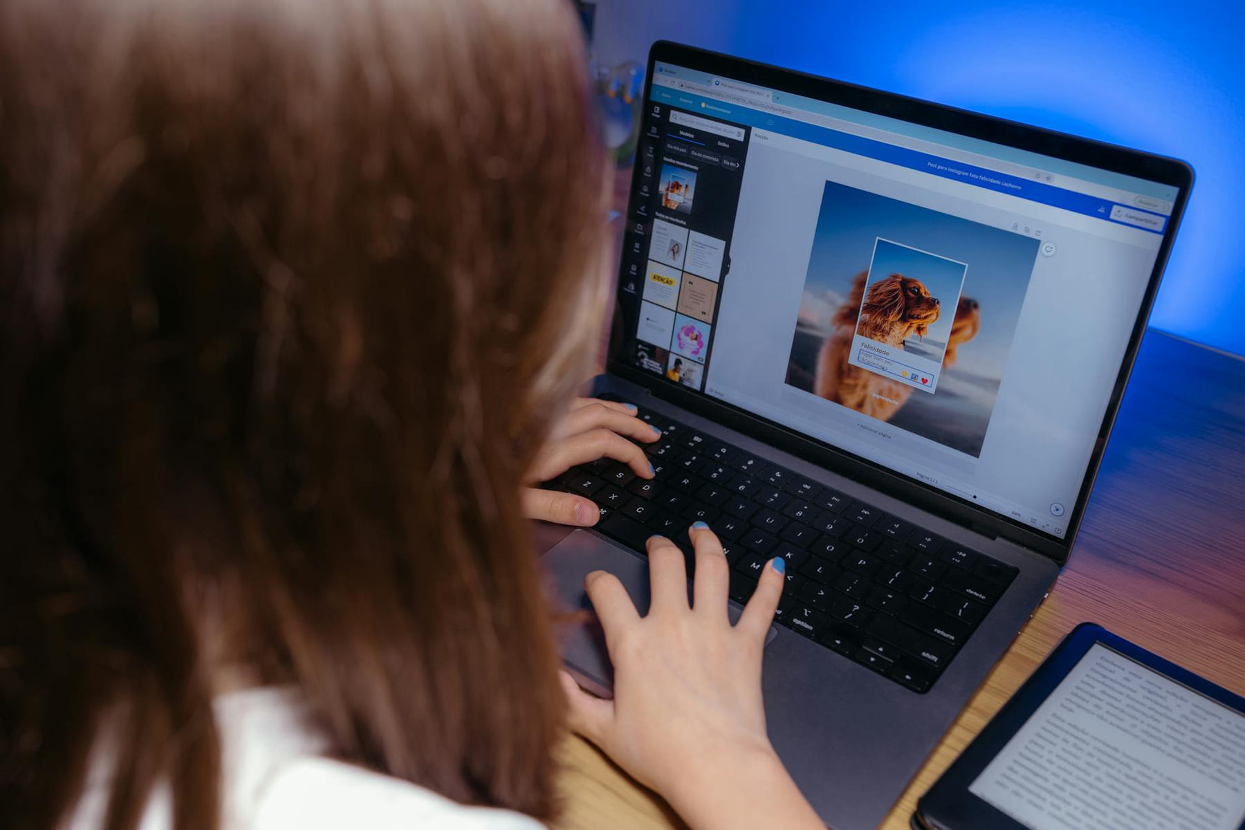 Child using a laptop for a creative design project, focused on learning and technology. on Skill Forge