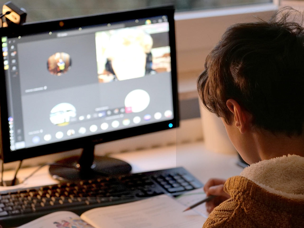child, student, video conference, computer, monitor, screen, webcam, video call, education, e-learning, distance learning, homeschooling, online learning, technology, kid, young, study, learning, lesson, video conference, webcam, video call, video call, distance learning, online learning, online learning, online learning, online learning, online learning on Skill Forge